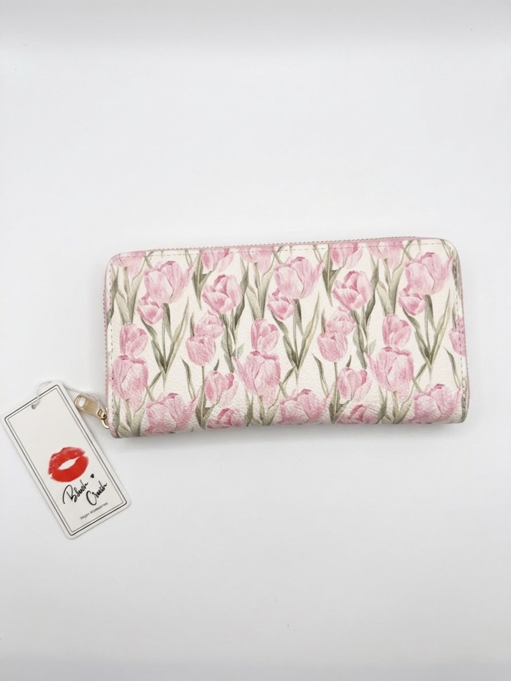 Floral Pink Tulip Zip-Around Wallet NWT